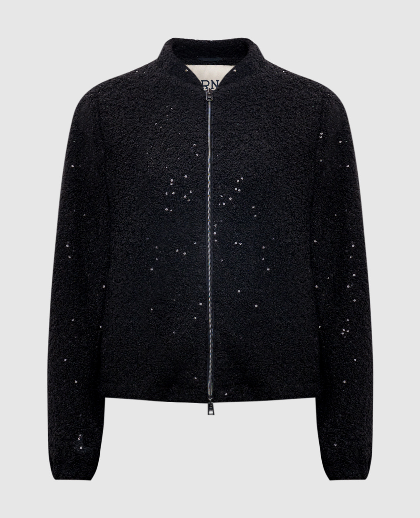 Black bomber jacket with sequins herno