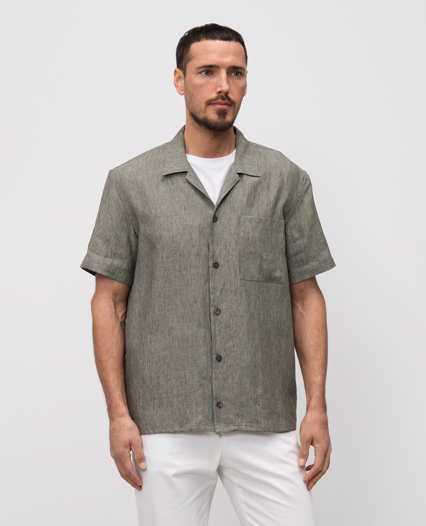 

Khaki linen shirt Peserico