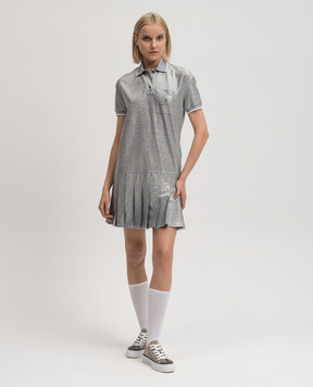Brunello Cucinelli Silver linen dress with logo ML947AEN41