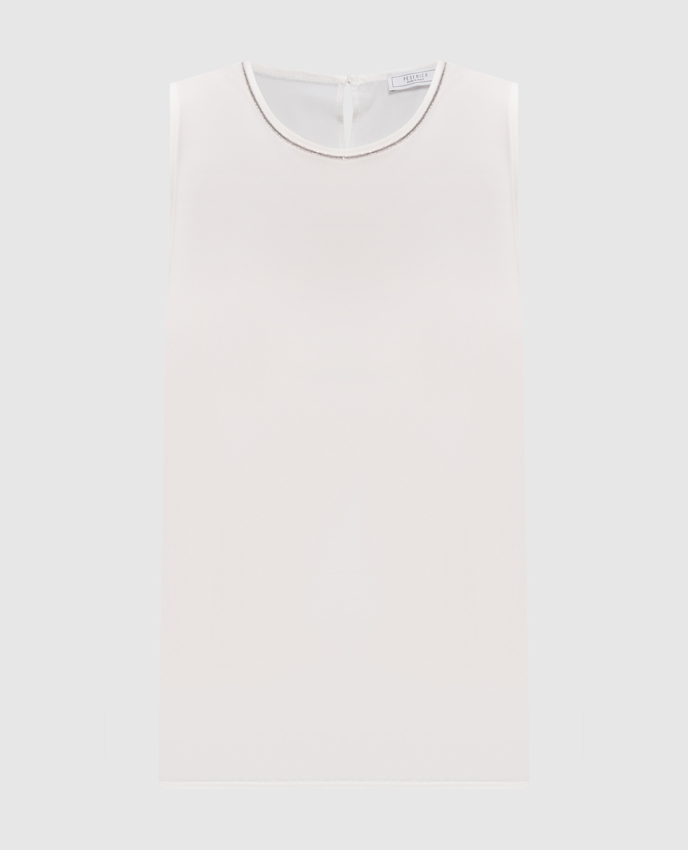 

White silk top with monil chain Peserico