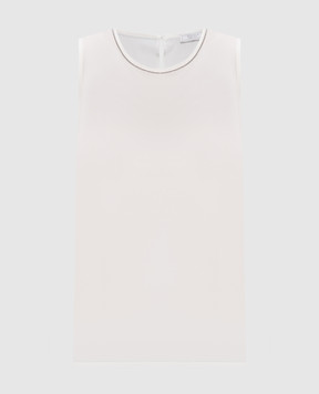 Peserico White silk top with monil chain A08893D07325