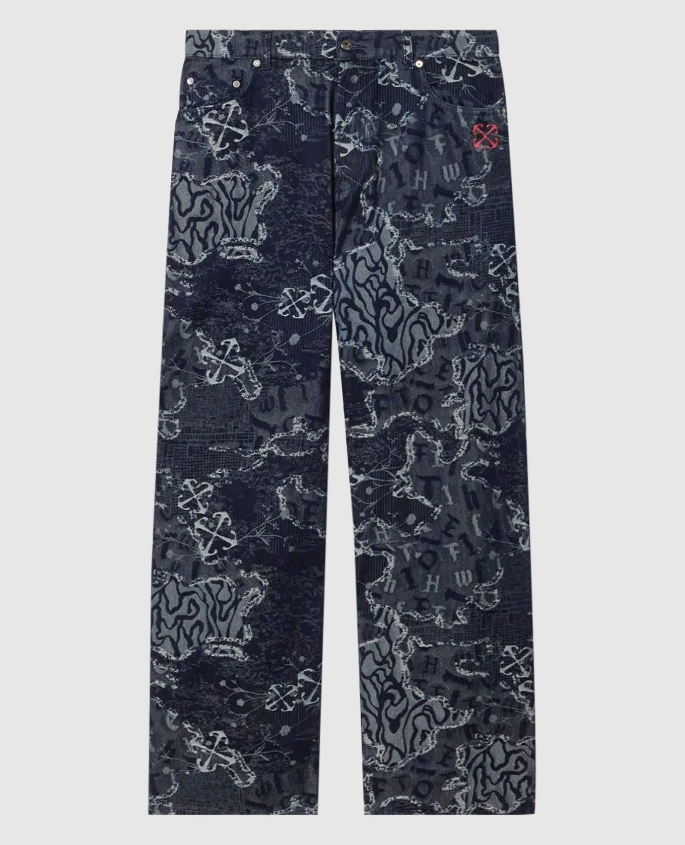 

Blue jeans in a branded pattern Off-White