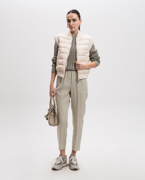 Peserico Green linen pants with monil chain P0407202629