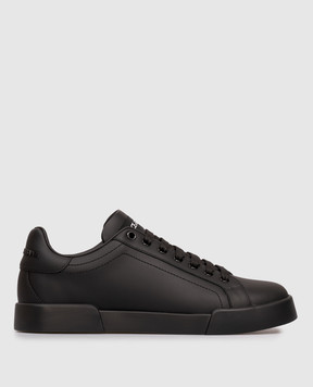 Dolce&Gabbana Black leather Portofino sneakers CK2330A1065