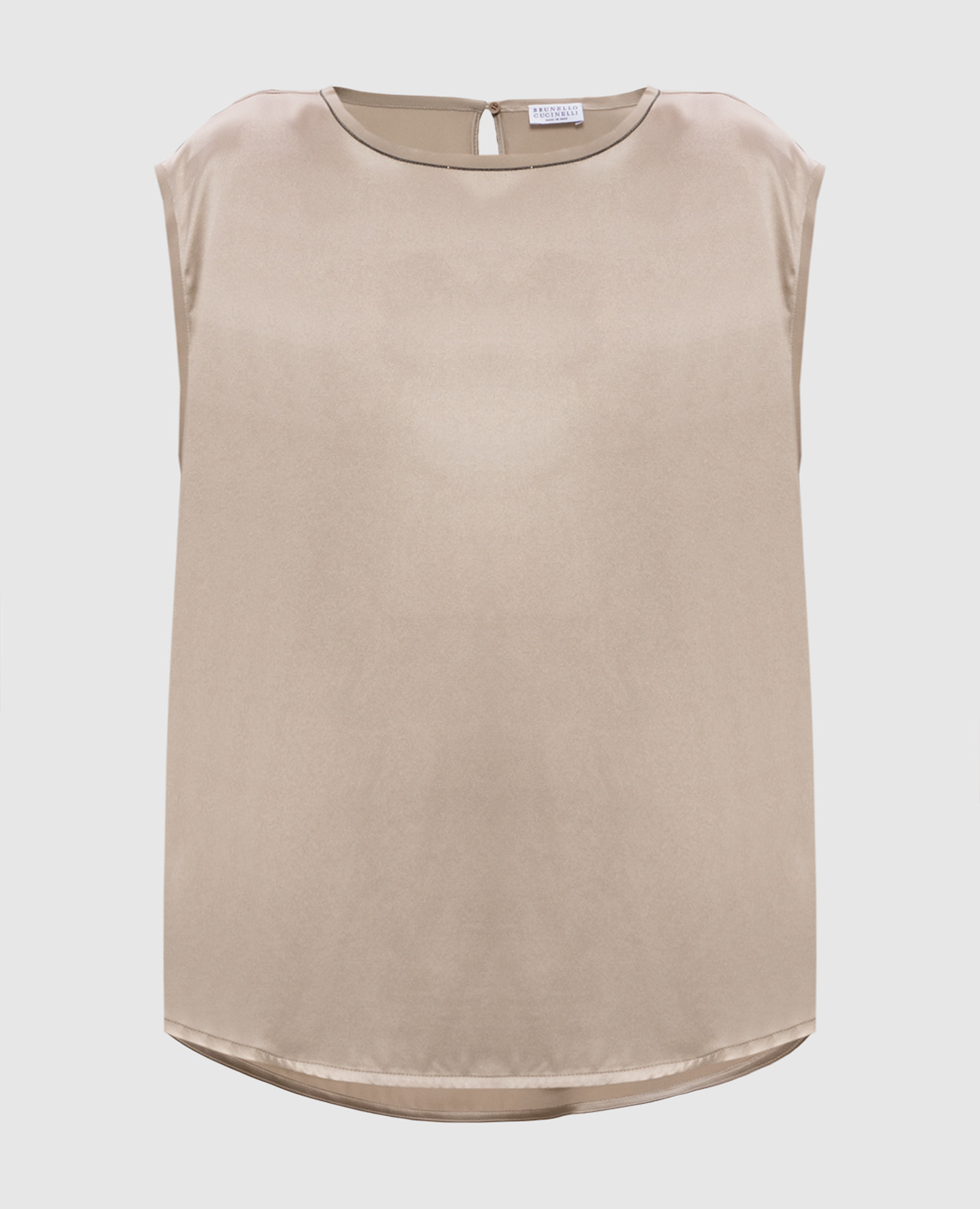 Beige silk top with monil chain Brunello Cucinelli