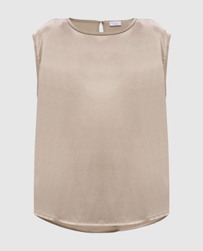 Brunello Cucinelli Beige silk top with monil chain M0C59EL110