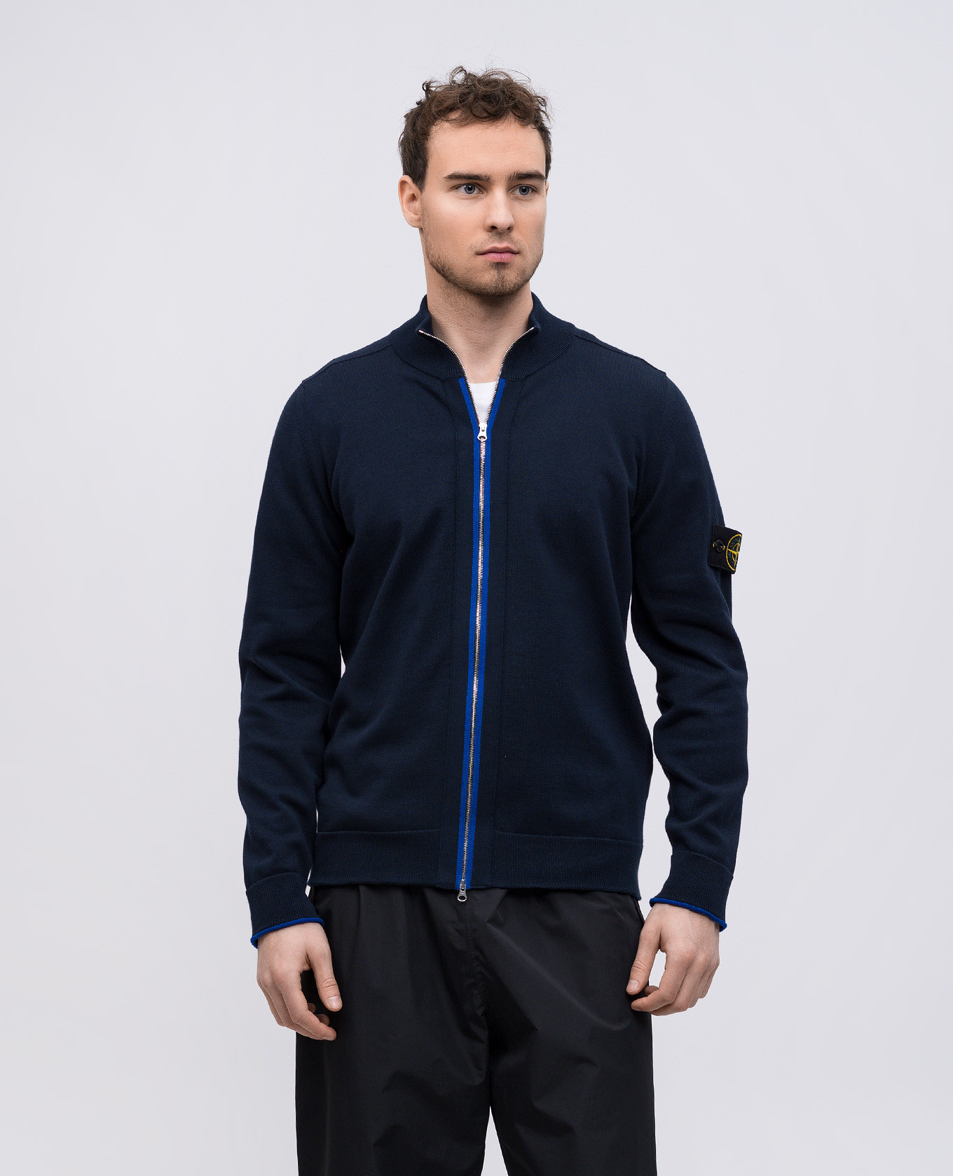 

Blue cardigan with patch Stone Island