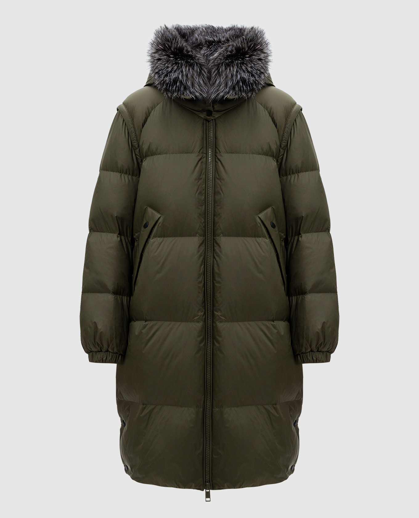 

Green down jacket with fox fur Yves Salomon Army