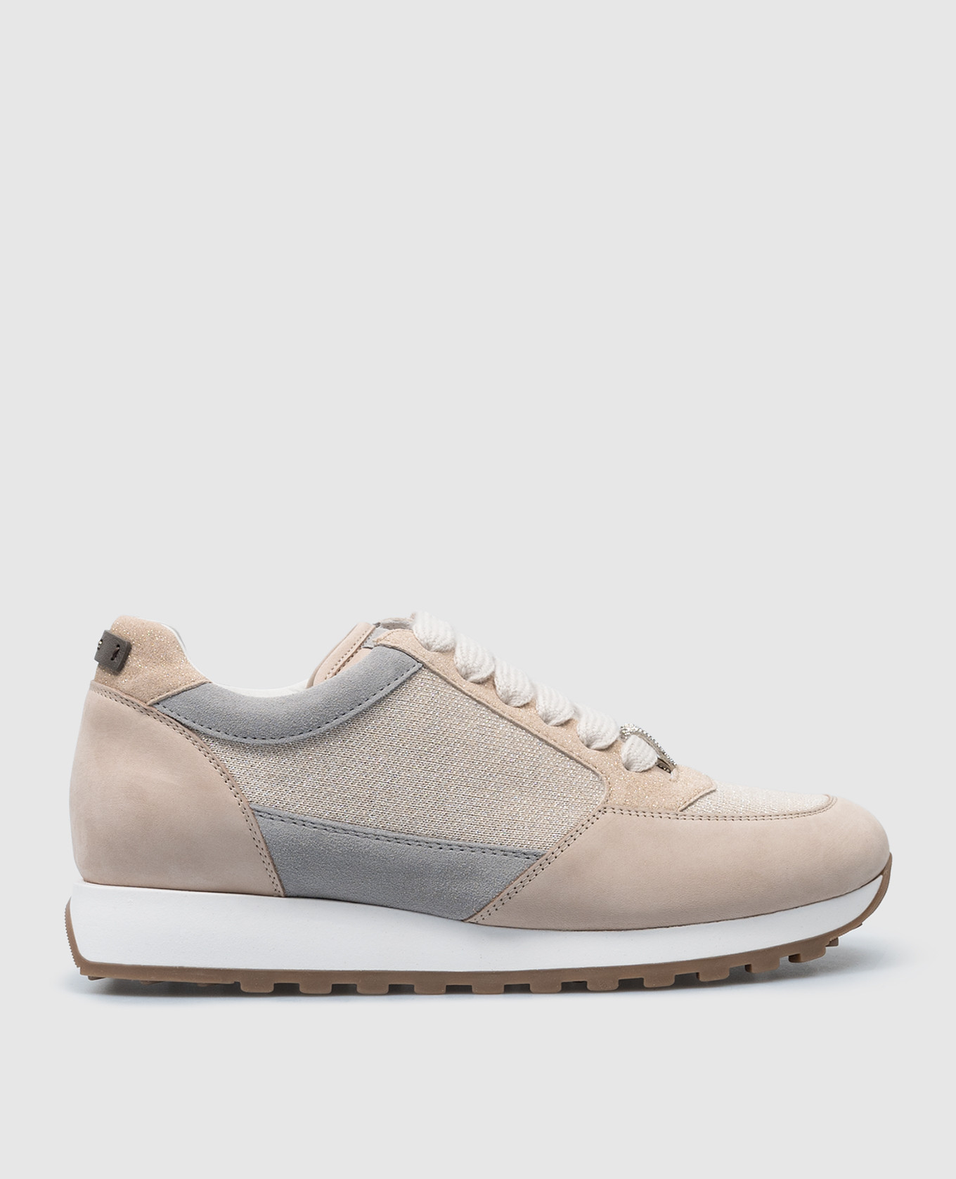 

Beige combination sneakers with monil chain Peserico