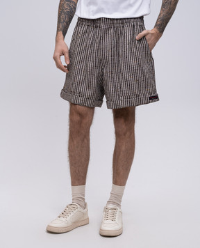 Bottega Veneta Brown shorts with checked silk 816886V4YF0