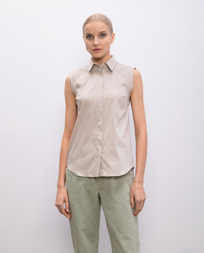 Brunello Cucinelli Beige top with monil chain M0091MA616