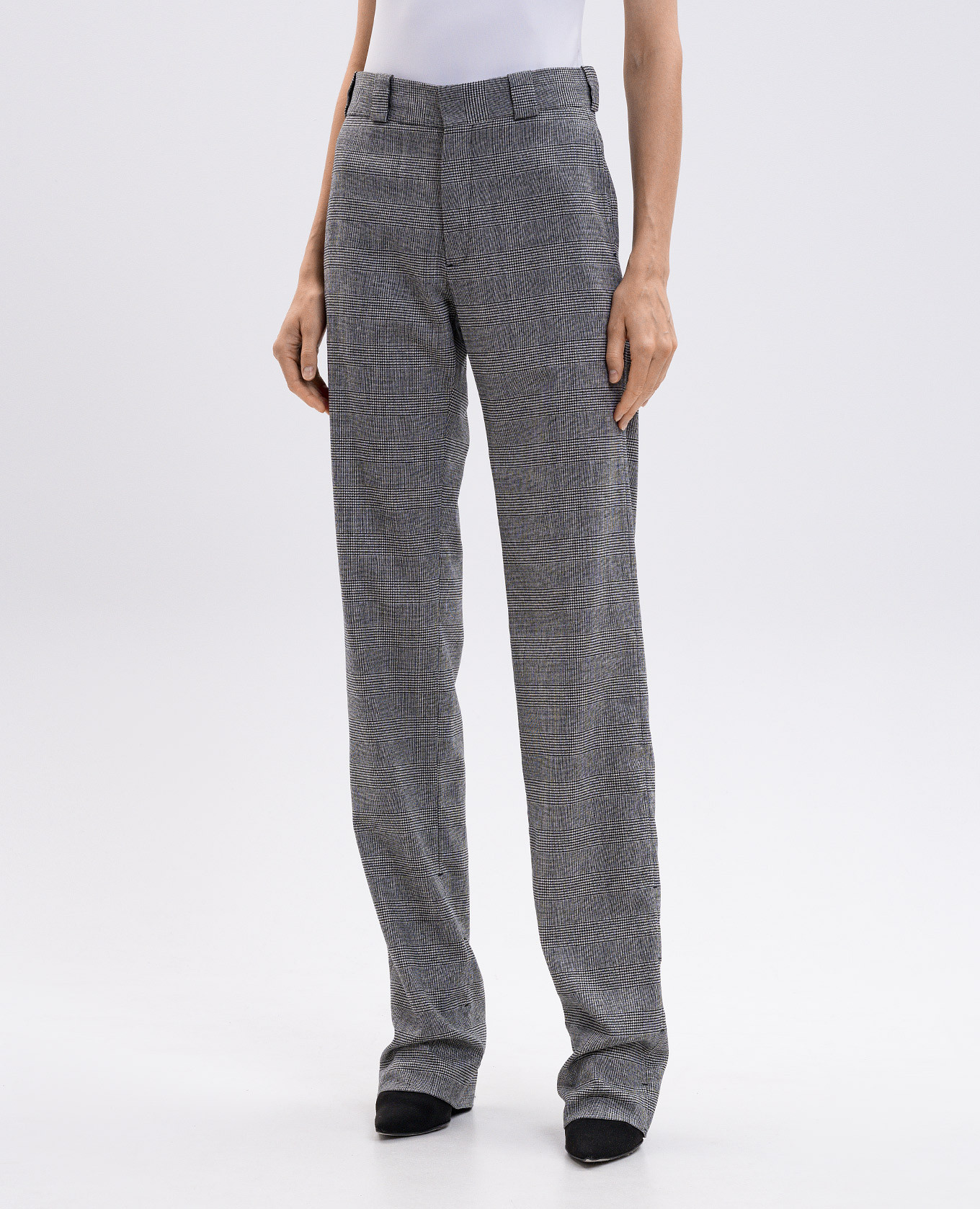 Grey wool checked trousers with logo patch Vetements 3