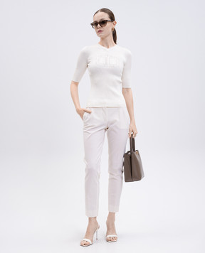Twinset White ribbed top with logo 252TP3242