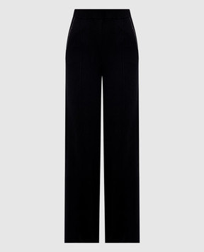Peserico Black wool, silk and cashmere trousers with monil chain A94104F1209283