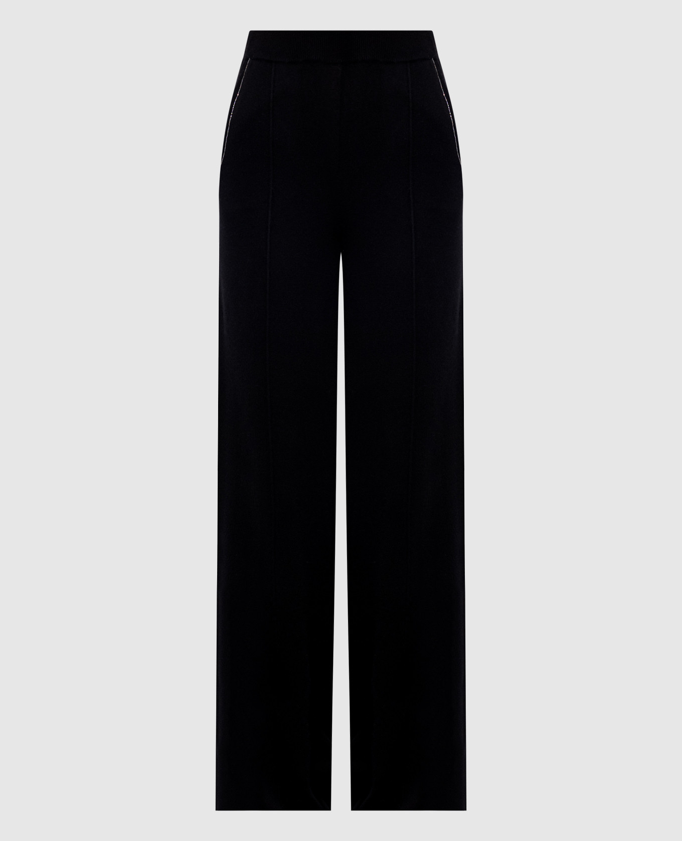 Black wool, silk and cashmere trousers with monil chain Peserico