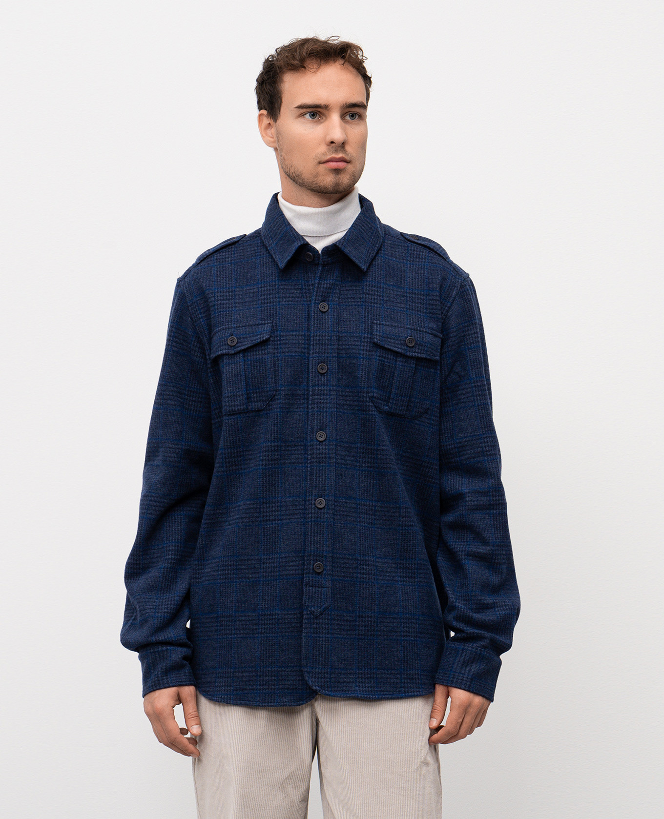

Blue wool shirt with a pattern Sease