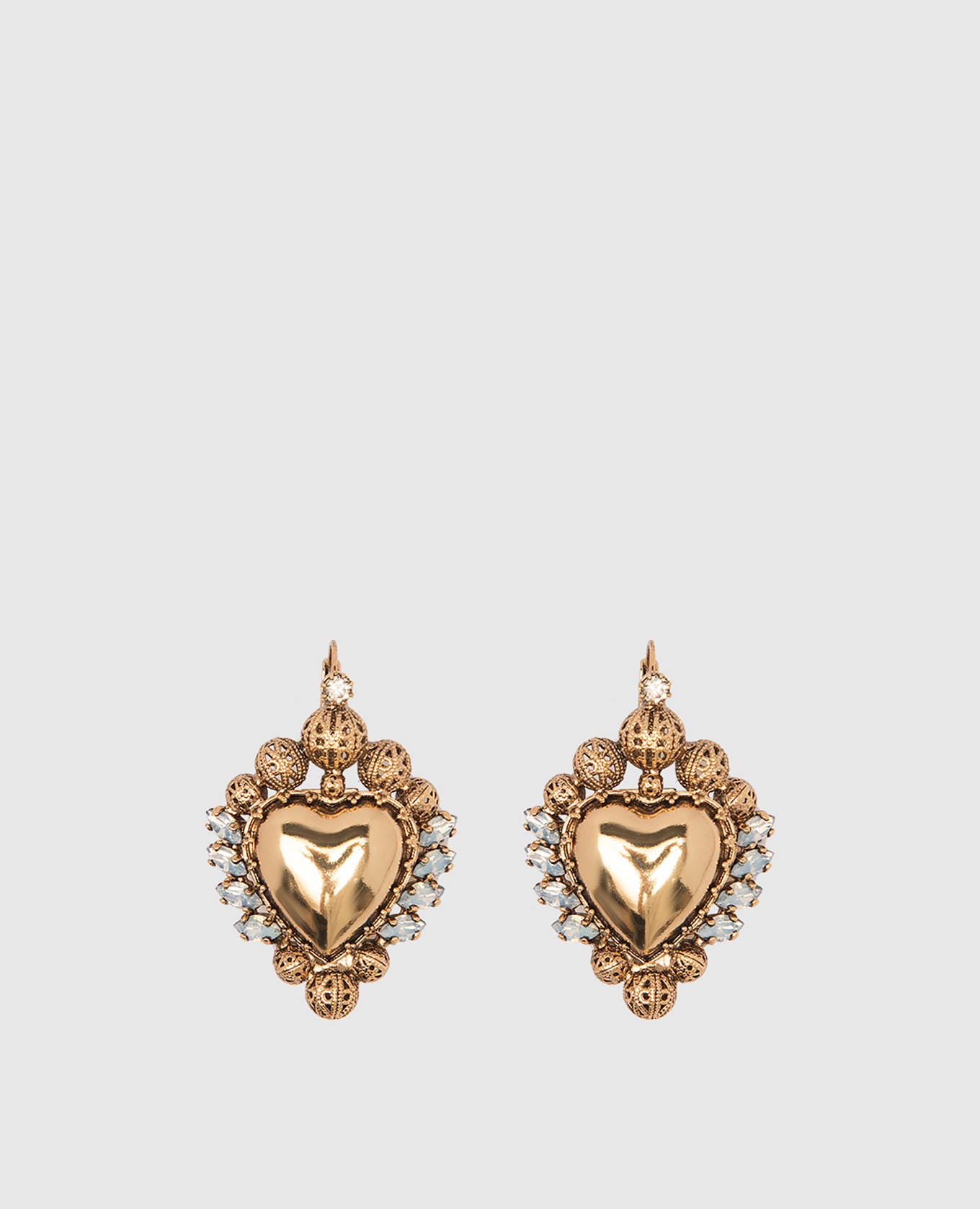 

Paia or cuore gold earrings in the shape of a heart with crystals CelesteG, Golden