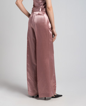 Jacob Lee Pink wool and silk flared pants with snaps WWP056SS24PP