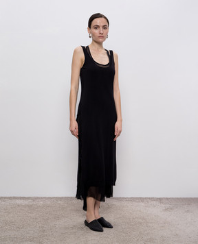 Masnada Black double-layered silk dress 78PM02