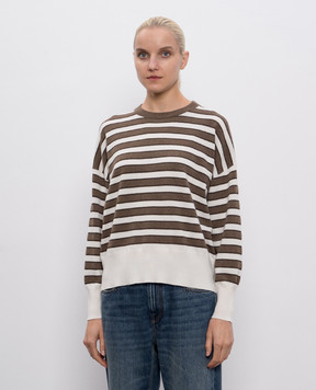Brunello Cucinelli Brown striped cashmere sweater M12205920P