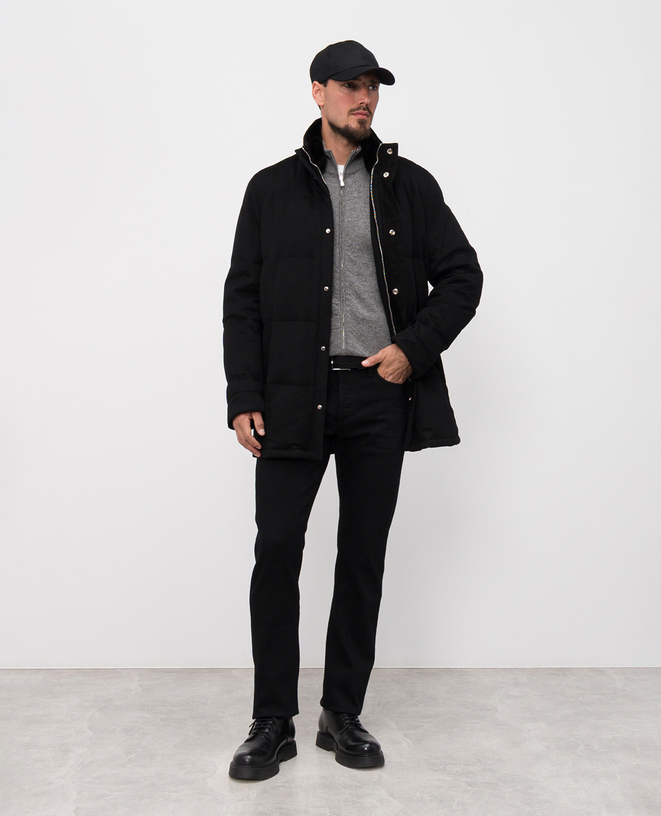 

Black cashmere down jacket Enrico Mandelli