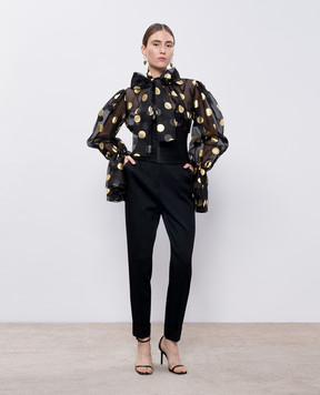 Dolce&Gabbana Black silk blouse with peas F7AI9THS100
