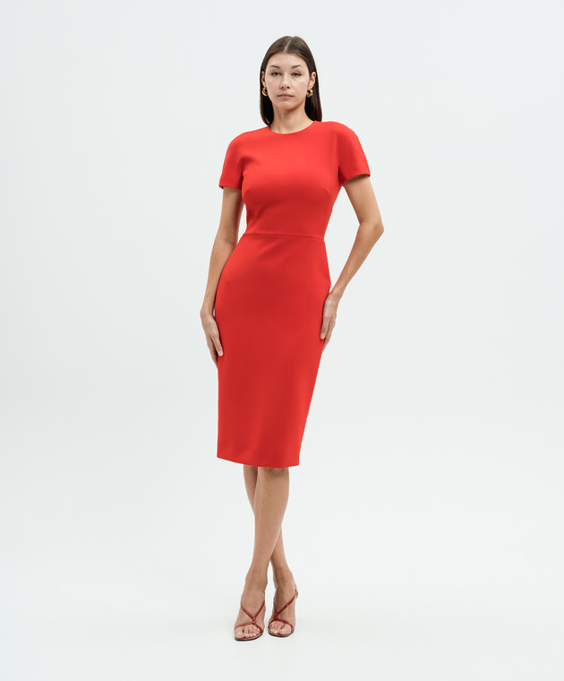 VICTORIA BECKHAM 1124WDR005232ABRIGHTRED 関税送料込 Victoria Beckham - Czerwona sukienka płaszczowa z wełną