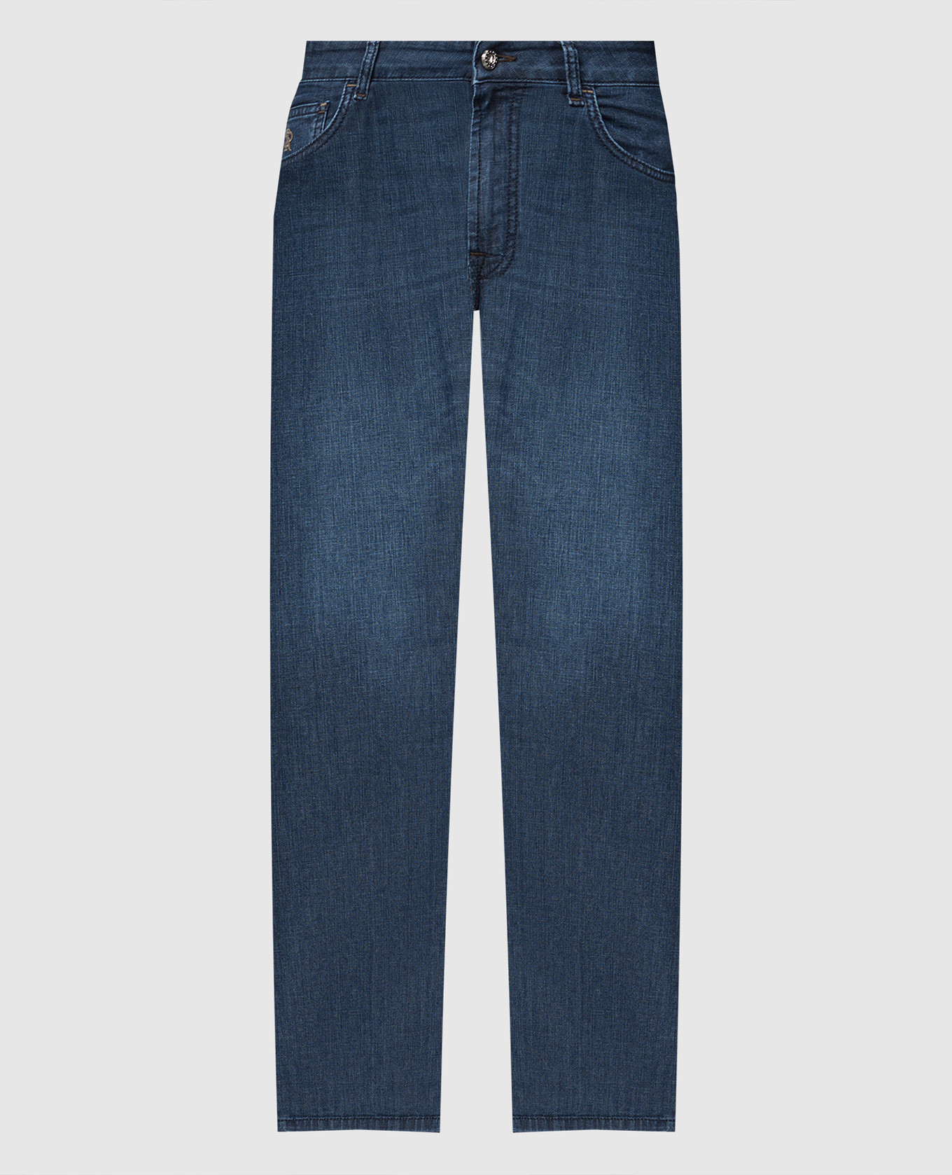 

Blue jeans with monogram logo embroidery Stefano Ricci