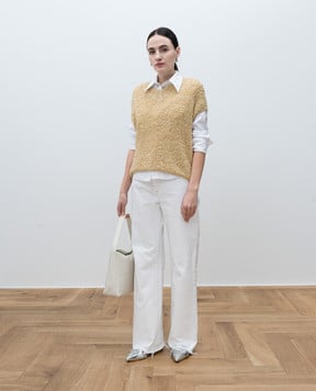 Agnona Yellow silk, cashmere and linen vest KV090200U030M
