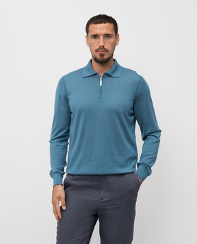 Stefano Ricci Blue cashmere and silk polo shirt K606125P30F25302