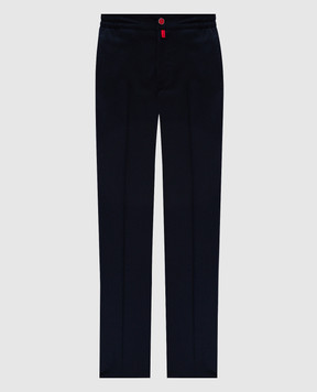 Kiton Blue wool trousers with logo UPLACK0123E