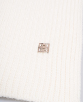 Givenchy White wool and cashmere scarf with 4G logo emblem GW3020U7755