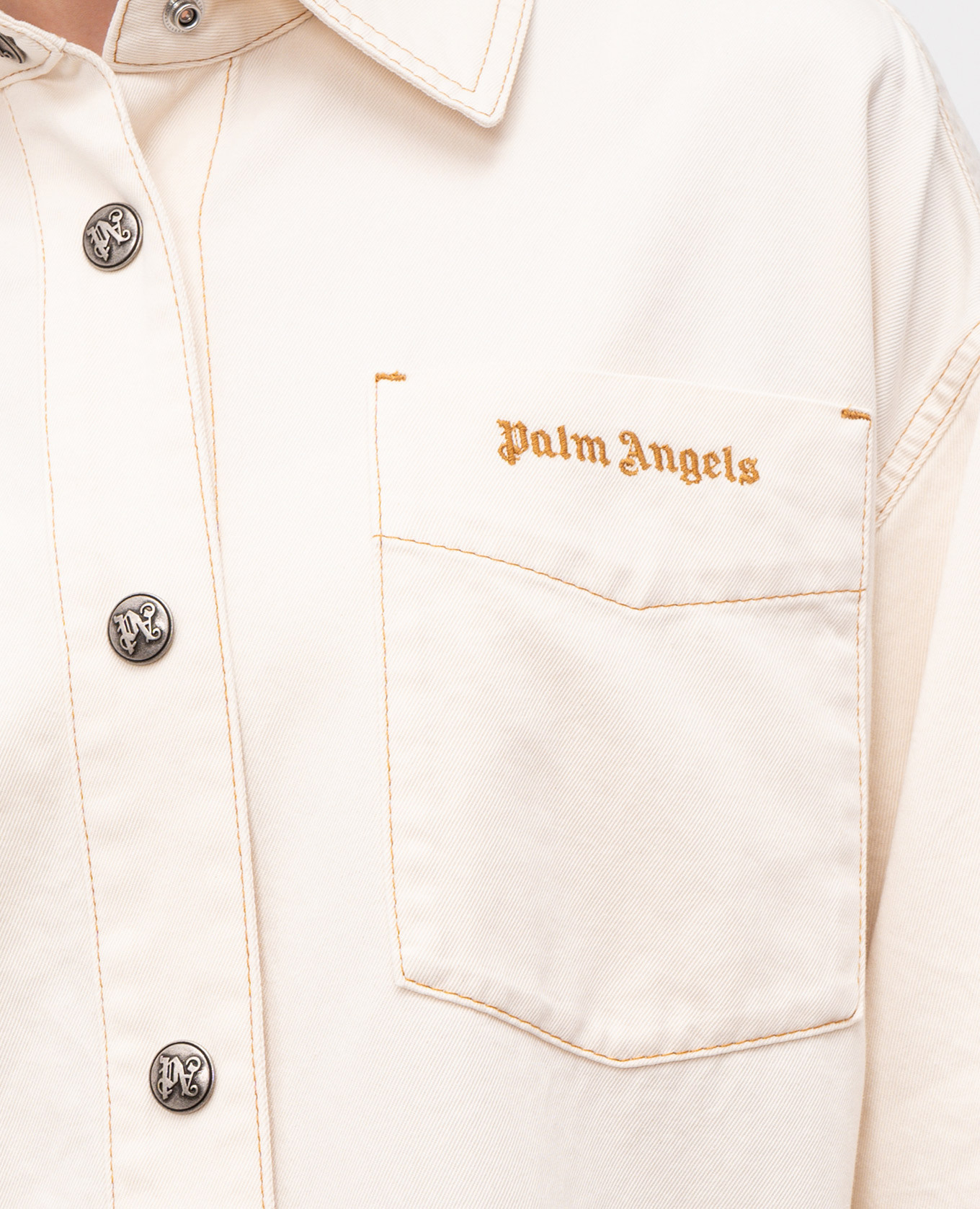 

Beige shirt with logo embroidery Palm Angels