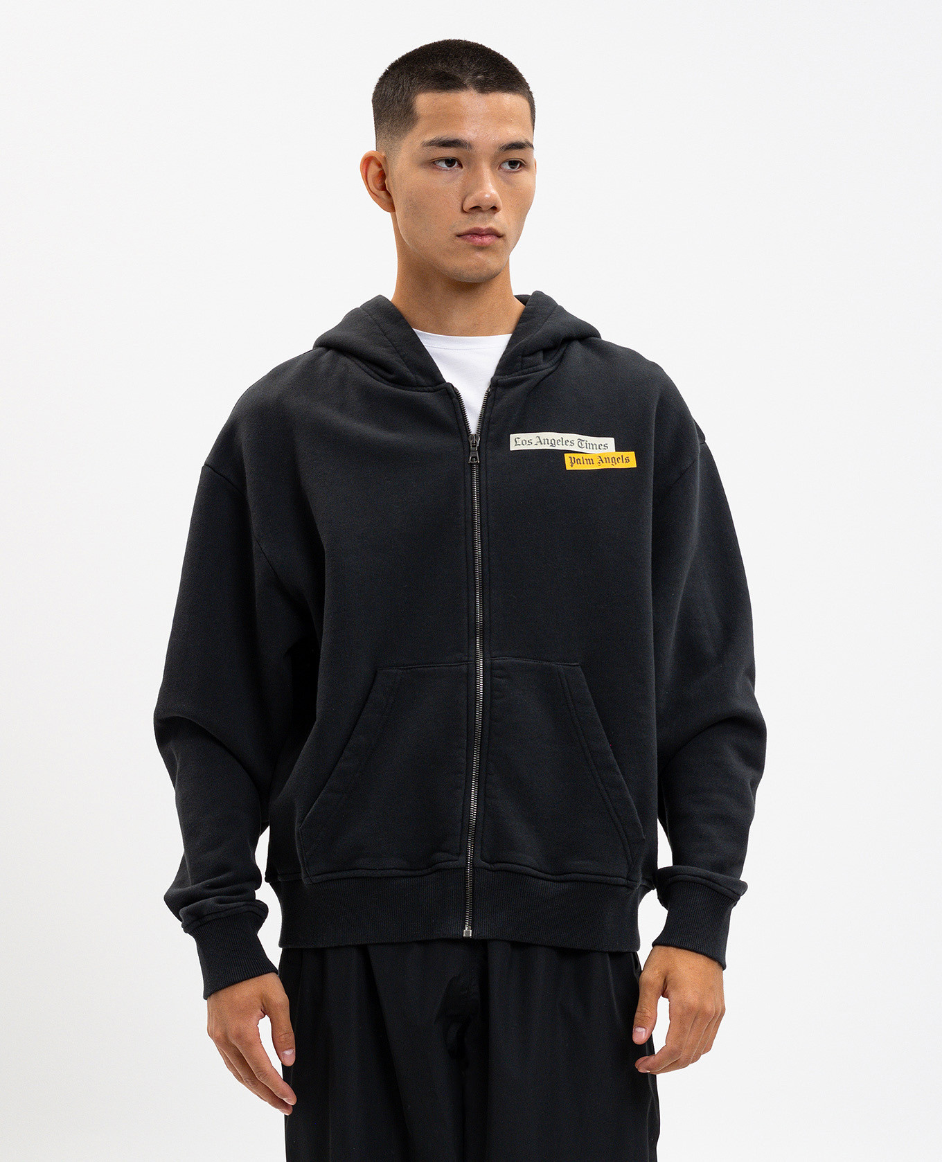 

Black insulated sports jacket with logo print Palm Angels