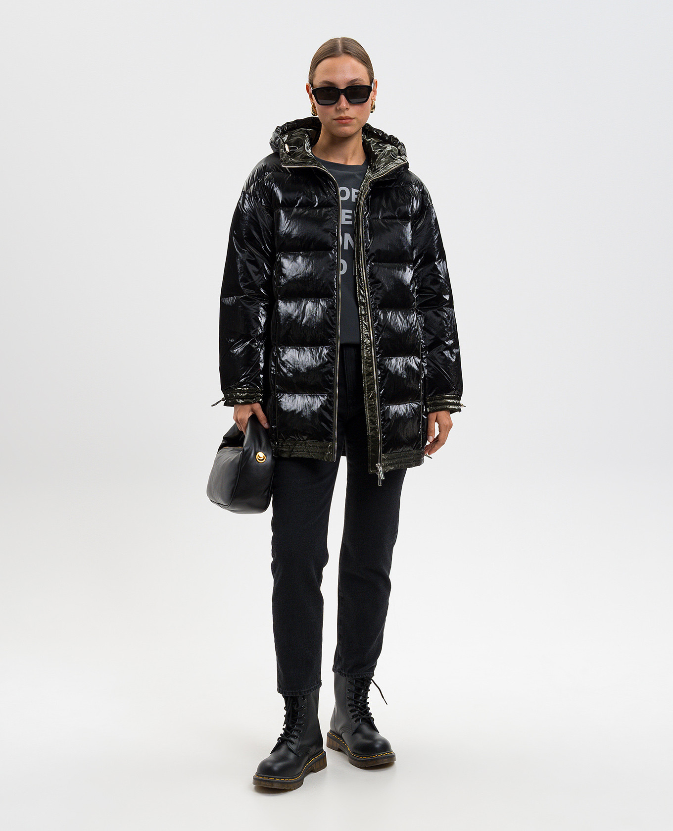 

Black down jacket with logo patch Be Florence