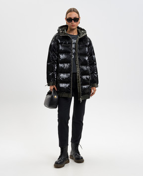 Be Florence Black down jacket with logo patch FB2574
