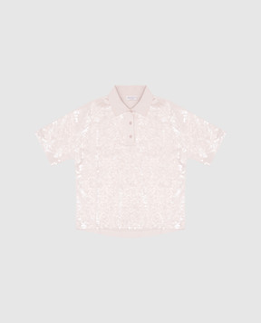 Brunello Cucinelli Children's beige sequined polo shirt B0T81S007B