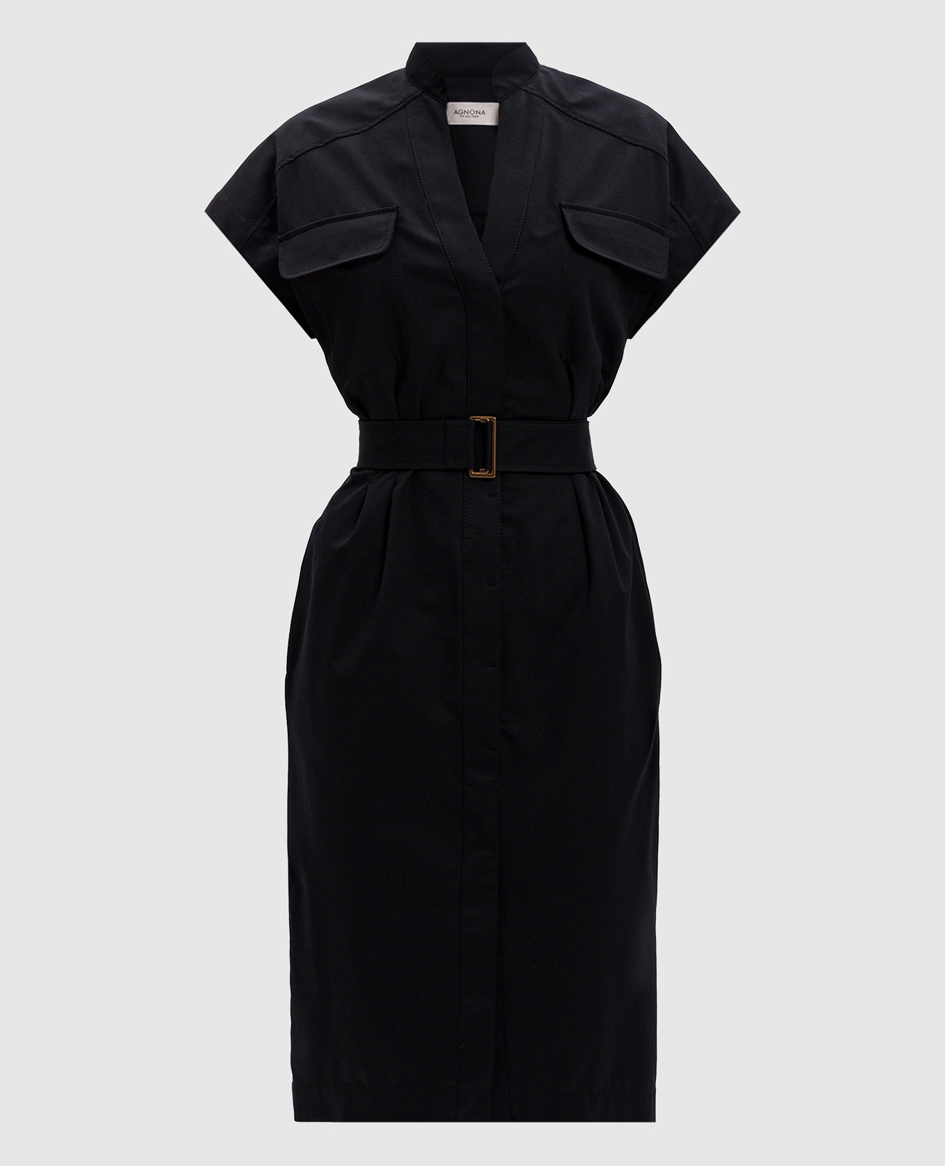 Black midi shirt dress with wool Agnona