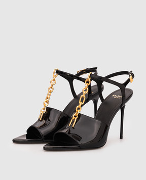 Balmain Black patent leather Sync sandals FN1UH154LPAT