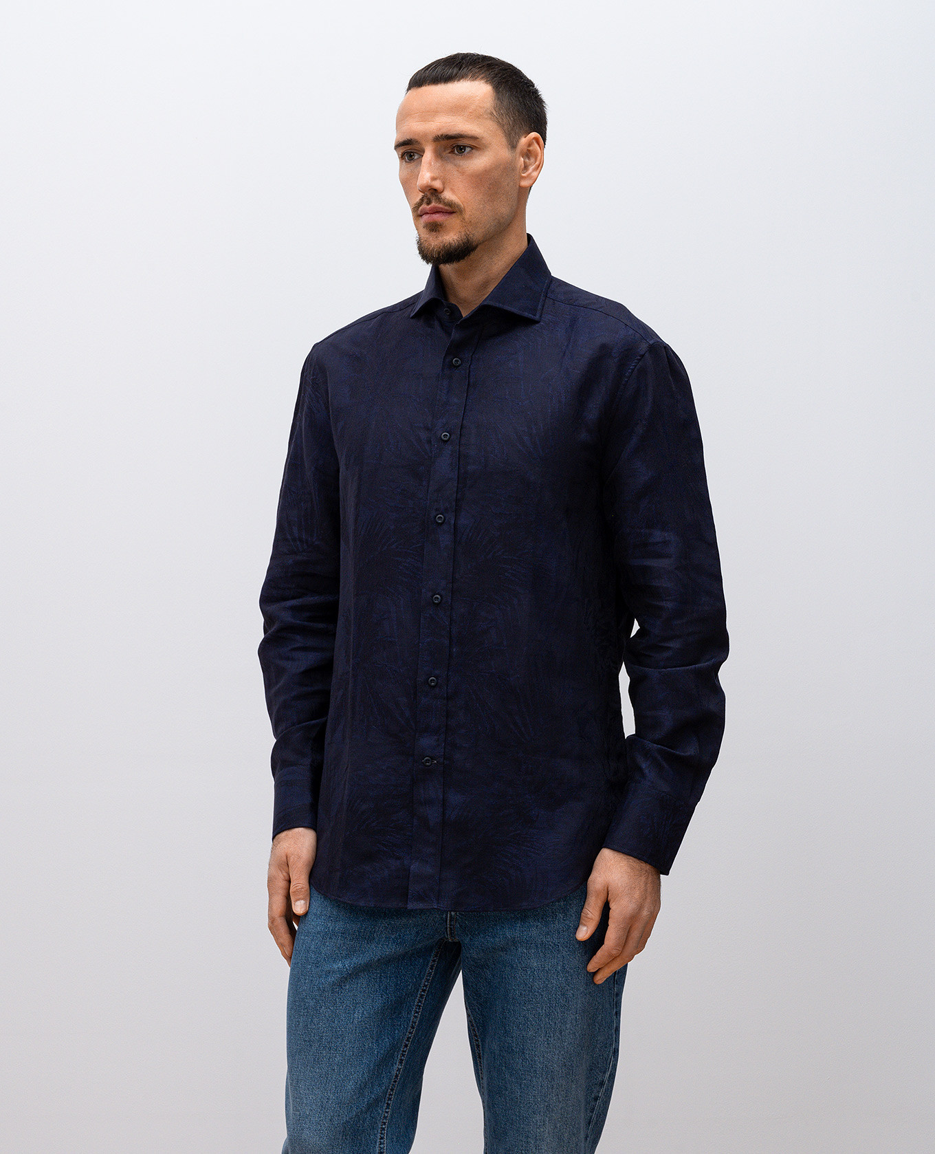 

Black linen shirt with woven pattern Brunello Cucinelli