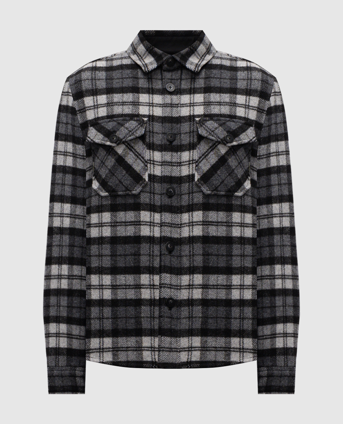 Gray wool check shirt Woolrich