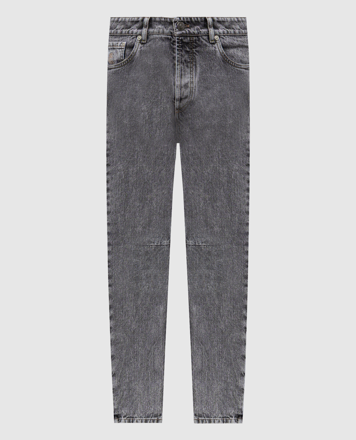 Grey jeans with logo patch Brunello Cucinelli