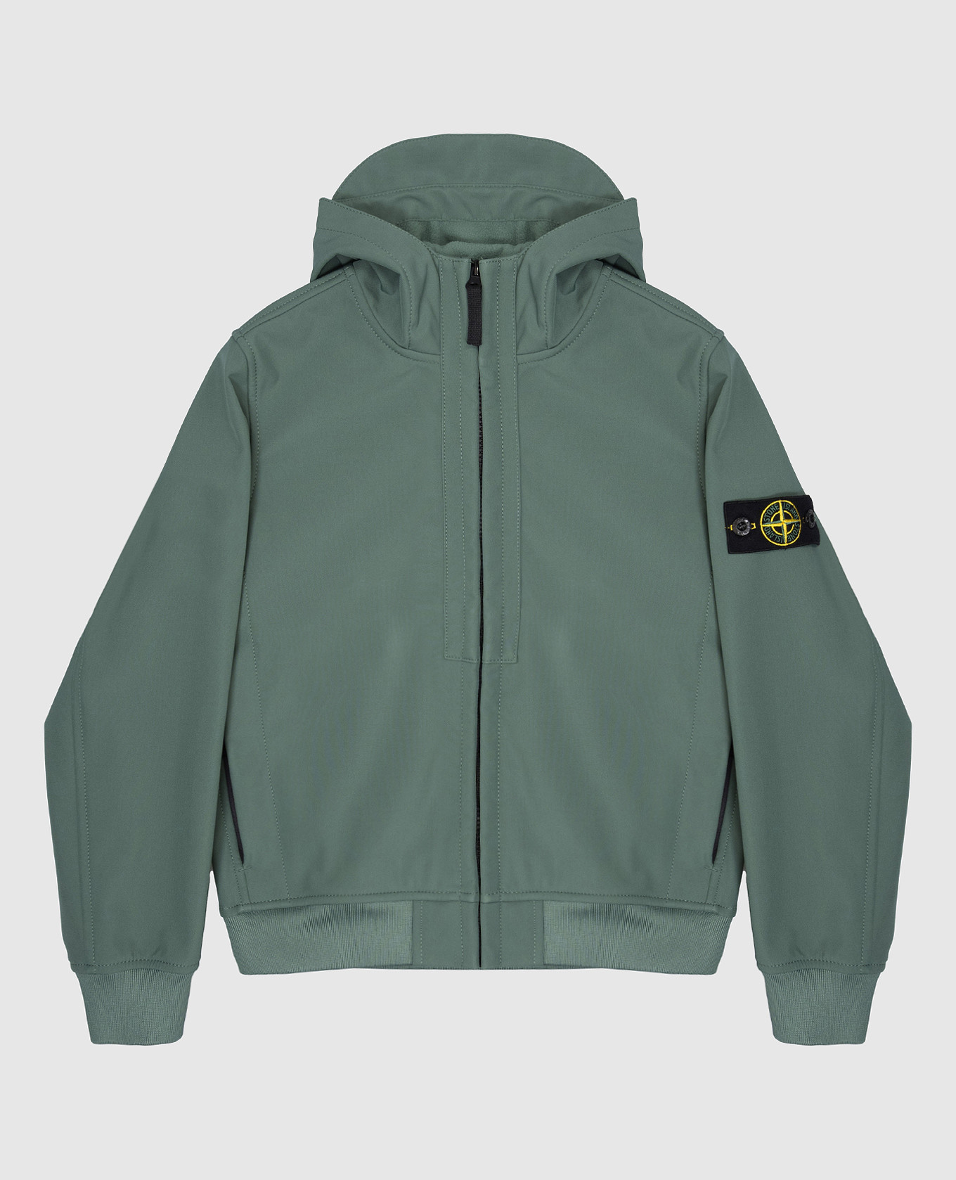 Children's green jacket with logo patch stone island