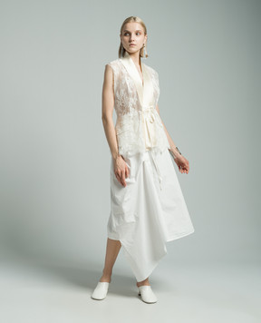 Marc Le Bihan White vest with silk and lace 22008