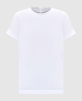 Brunello Cucinelli White t-shirt with monil chain with layering effect M0T18BD200