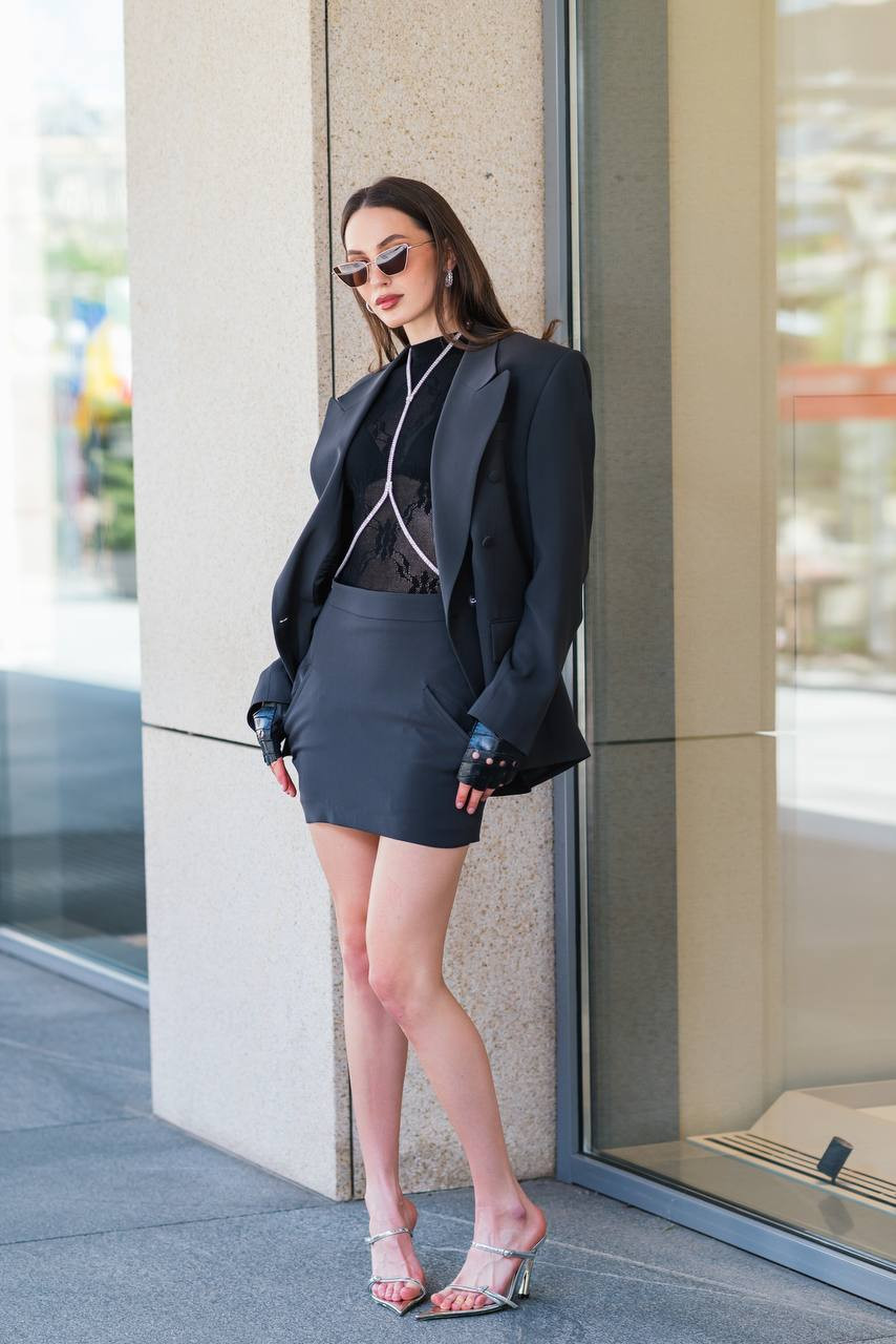 

Gray double-breasted silk jacket Jacob Lee, Grey