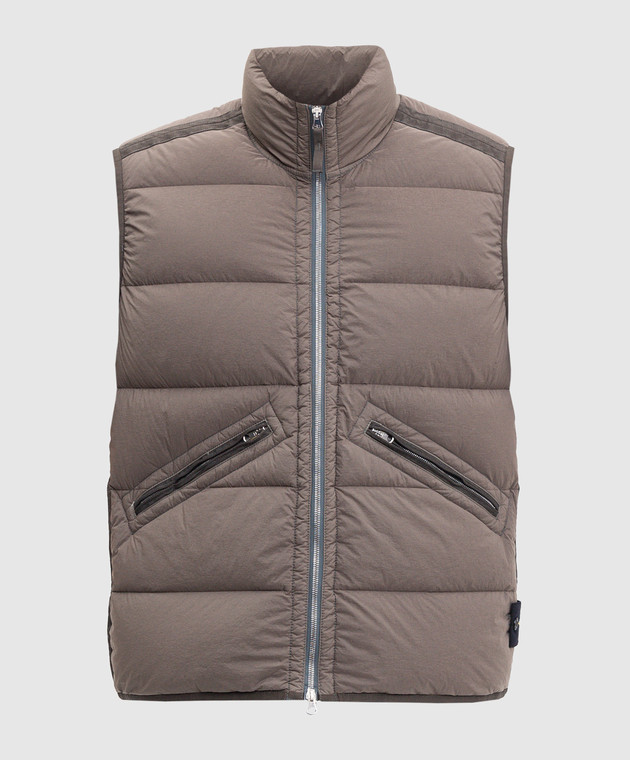 Stone Island - Khaki down vest with logo 8115G0828 - Online kopen