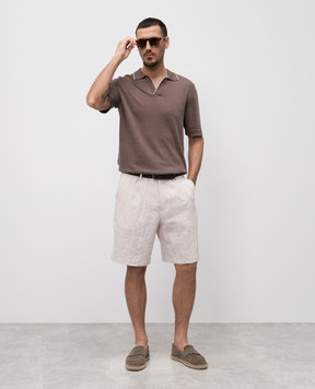 Cashmere&Whiskey Brown polo with linen and cashmere MU9742312455R