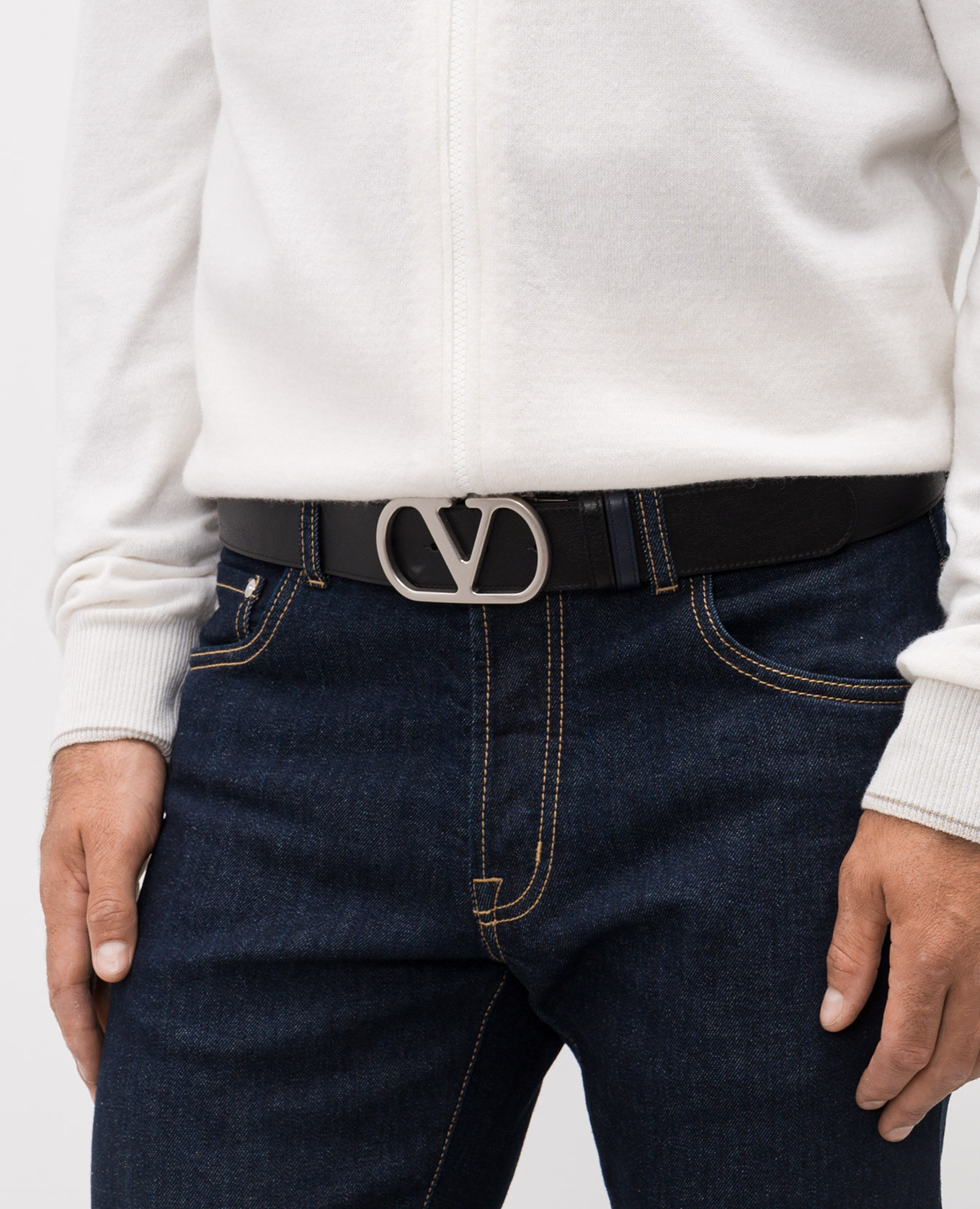 

VLogo Reversible Leather Belt Valentino, White
