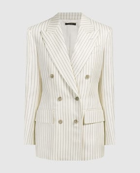 Tom Ford WALLIS double-breasted jacket in striped wool and silk GI2971FAX1158